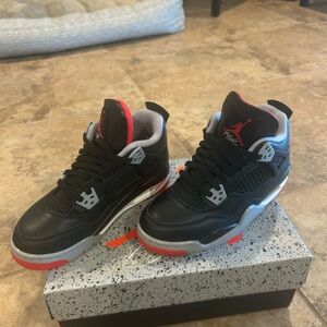 Air Jordan 4 Retro (GS) Black/Fire Red Cement – Size 5.5Y – Worn Once – With Box